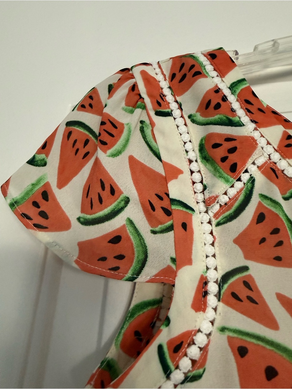 Maeve Cream Sleeveless Top with Pink-Orange Watermelon Print - Picture 5 of 10